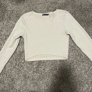ZARA Cream Long Sleeve Top
